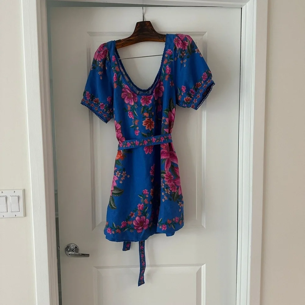 Farm Rio Blue Summer Fruit Scarf Mini Dress - Picture 7 of 7
